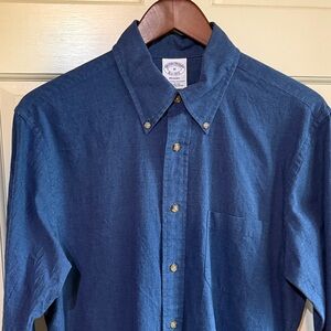 Men’s Brooks Brothers Cotton Flannel Casual Shirt in Navy — Regent Fit, Sz M